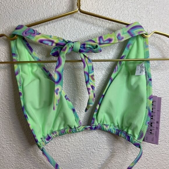 NWT- Wild Fable-Multiway Bikini Top Blue/Green Heart Print- Size Medium (8-10) - Picture 9 of 11